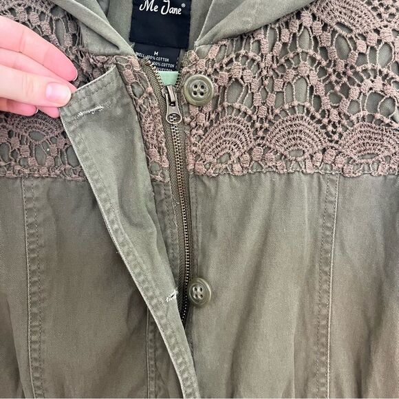 Me Jane Lace Trimmed Utility Jacket Olive Green - Picture 10 of 15